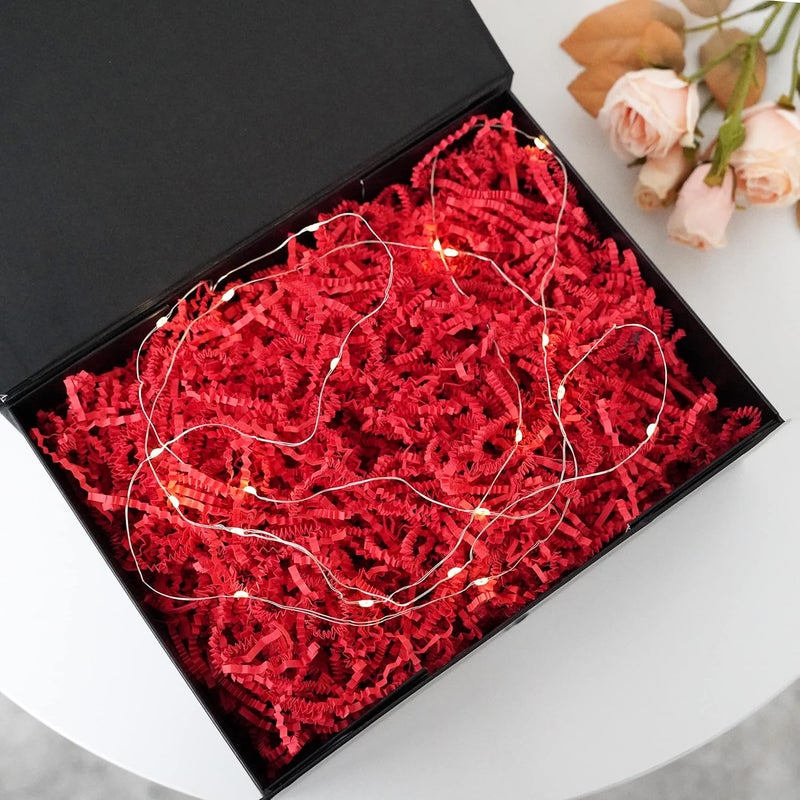 Bobobag - 2LB Crinkle Cut Paper Shred Filler Recyclable Gift Wrap Confetti Raffia Grass Shred Paper for Easter Baskets Filler Creative Eggs Decor(Red) - Image 2